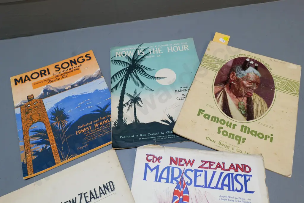 5 vintage sheet music publications, circa WWI era - Maori songs, New Zealand Marsellaise, etc. Image 1++