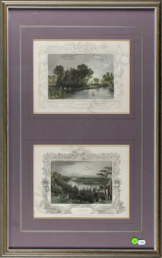 framed vintage print - Cliefden Park, Dorney Church H-400 W-220 Image 1++