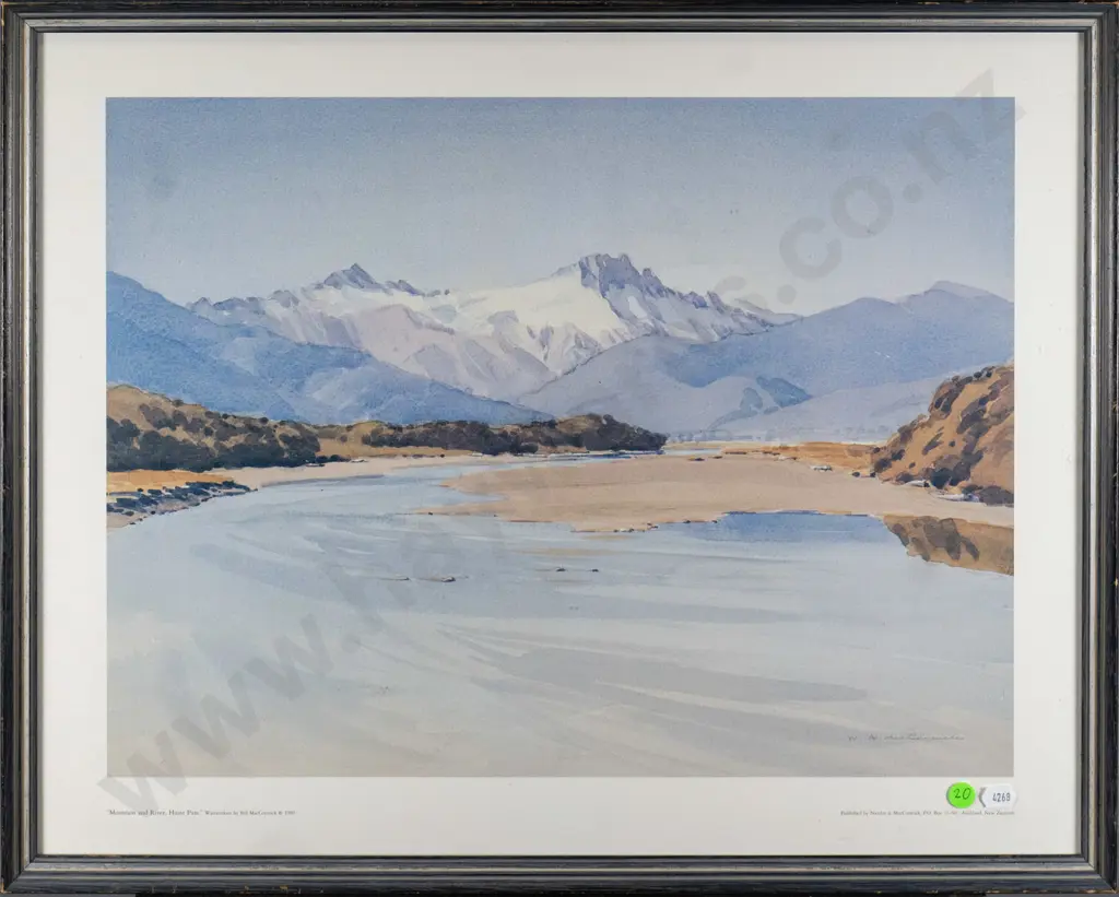framed WA McCormick print - Mountain and River Haast Pass H-360 W-470 Image 1++