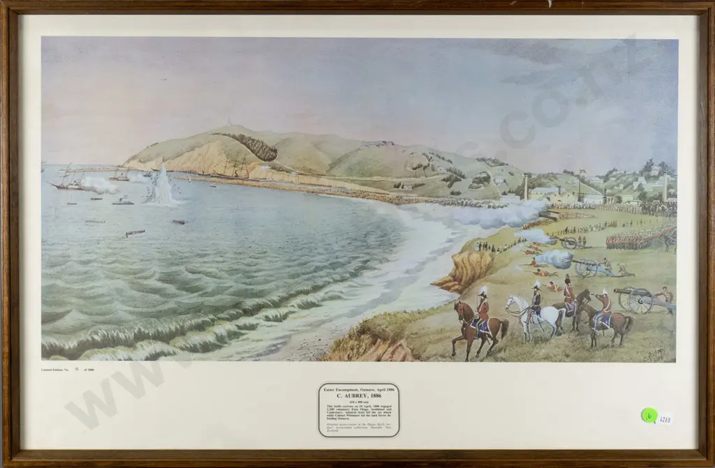 framed historic C Aubrey print - Easter Encampment Oamaru, April 1886 Image 1++