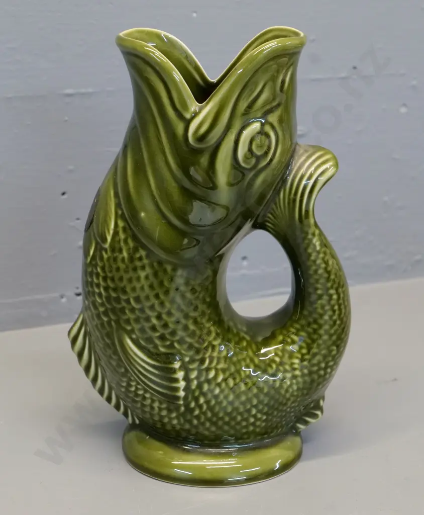 Dartmouth Pottery Devon fish motif glug-glug jug/vase H-230 Image 1++