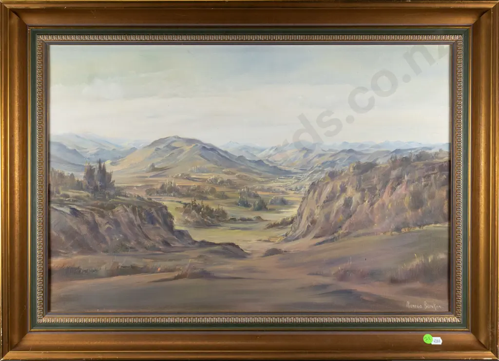 Marcia Barker - framed oil - Outback (east of Raetahi) H-390 W-590 Image 1++
