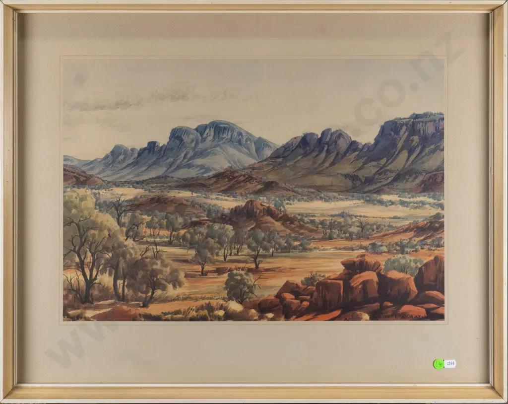framed Albert Namatjira print - James Range Country, Central Australia H-350 W-510 Image 1++