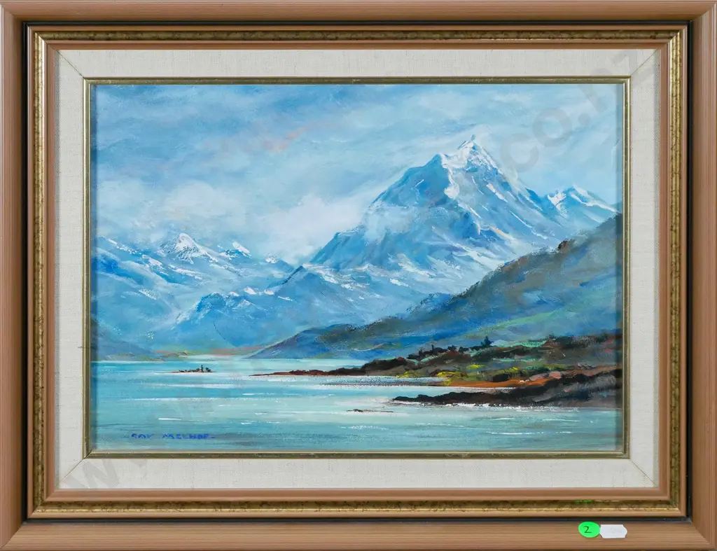 Ray Melhop - framed oil "Mt Cook and Lake Pukaki" H-240 W-340 Image 1++