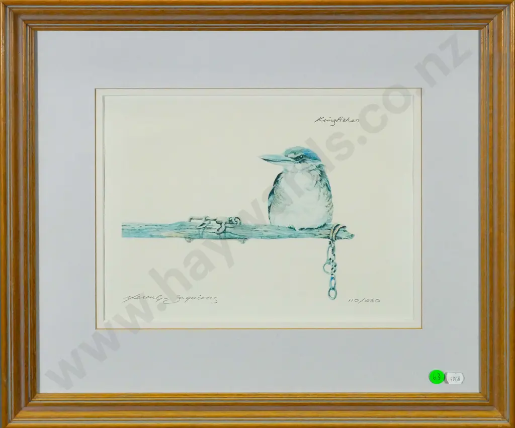 Merrilyn Jaquiery - framed ltd edition print 110/250 "Kingfisher" H-220 W-290 Image 1++