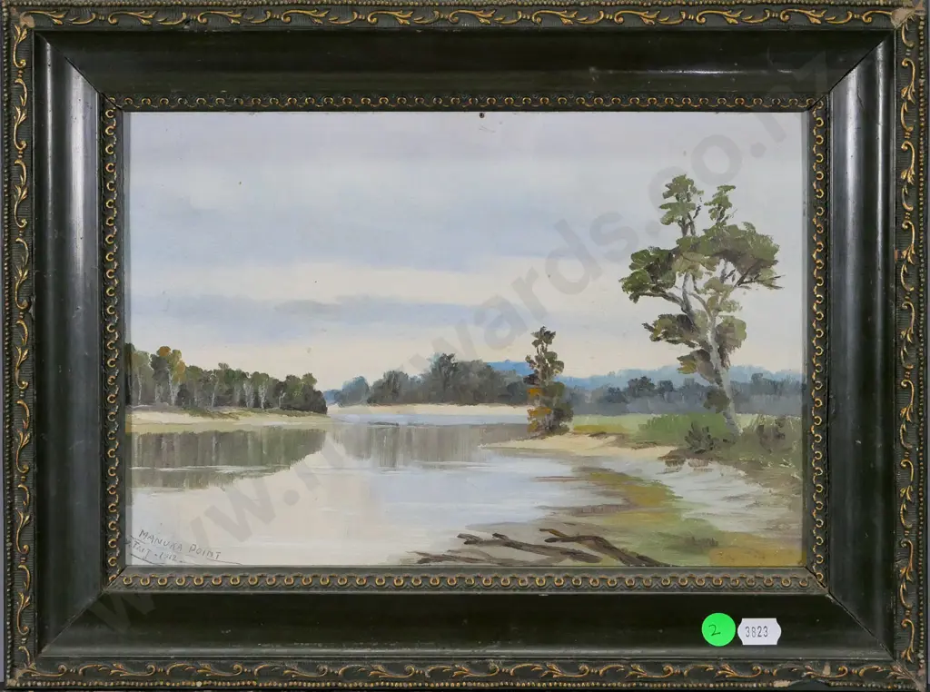 W Tait 1912 - framed oil 'Manuka Point" H-200 W-290 Image 1++