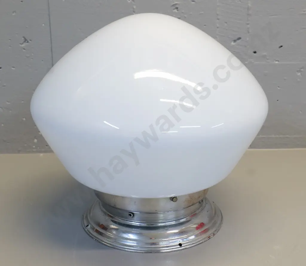 deco milk glass ceiling light fitting with chrome journal H-270 D-300 Image 1++