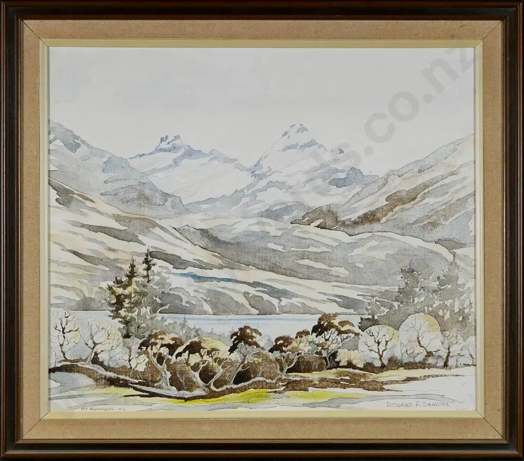 Robert Sansom - framed watercolour "Mt Aspiring, Lake Wanaka" H-290 W-340 Image 1++
