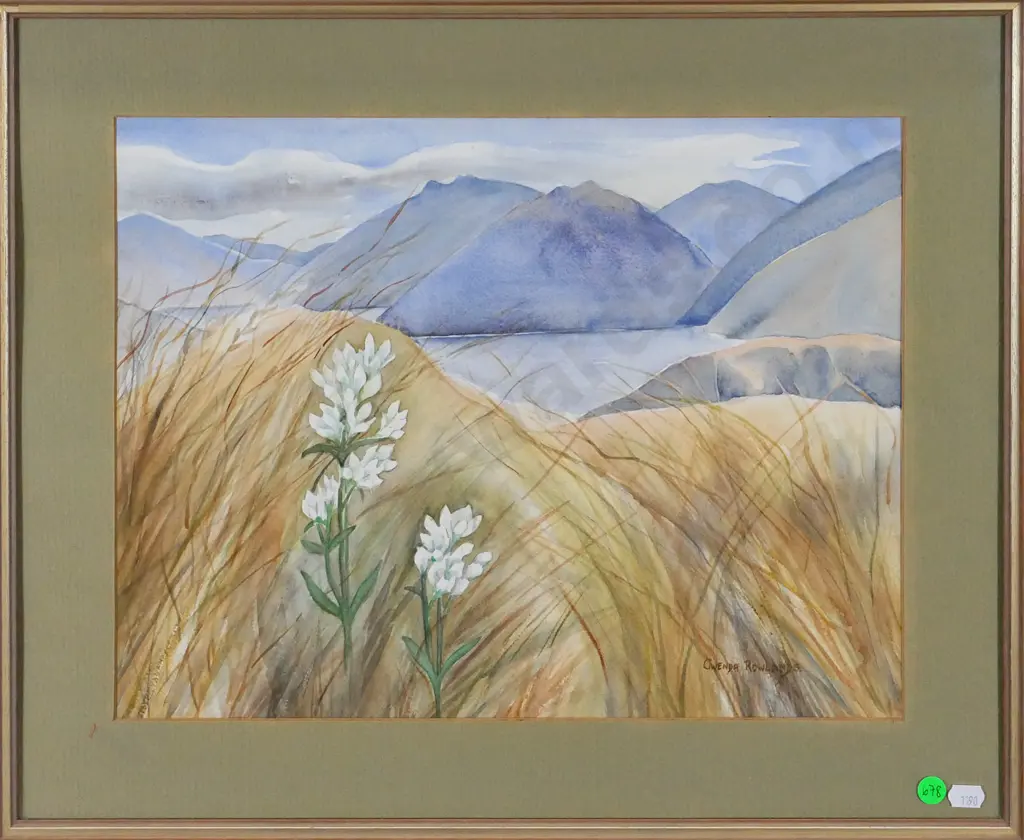 Gwenda Rowlands - framed watercolour "On Coronet Peak, Lake Watatipu" H-300 W-390 Image 1++