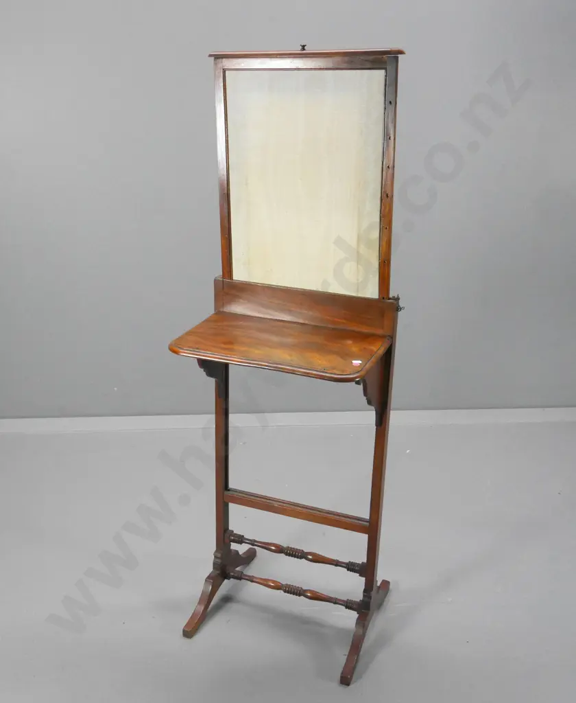 antique walnut portable confessional w/sliding fabric screen, drop-leaf shelf, has had rail or fittings H860 W-410 D-450 Image 1++
