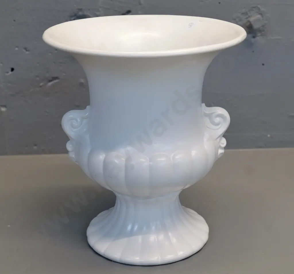 Crown Lynn white classical urn shape vase No 593 on base H-225 D-200 Image 1++