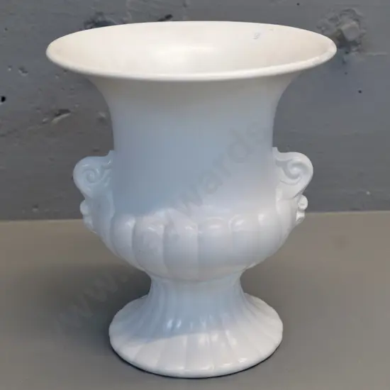 Crown Lynn white classical urn shape vase No 593 on base H-225 D-200