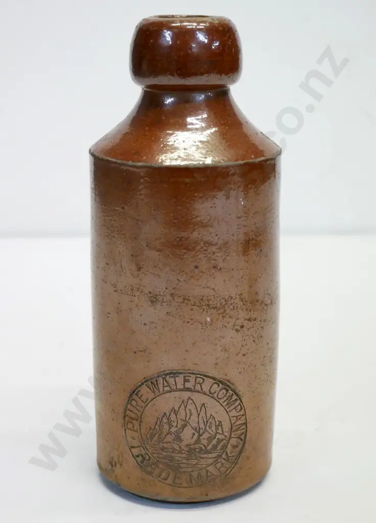 Dumpy ginger beer bottle, Pure Water Co, maker Lovatt 07, condition good, small chip, H-170 Image 1++