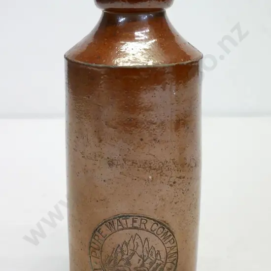 Dumpy ginger beer bottle, Pure Water Co, maker Lovatt 07, condition good, small chip, H-170