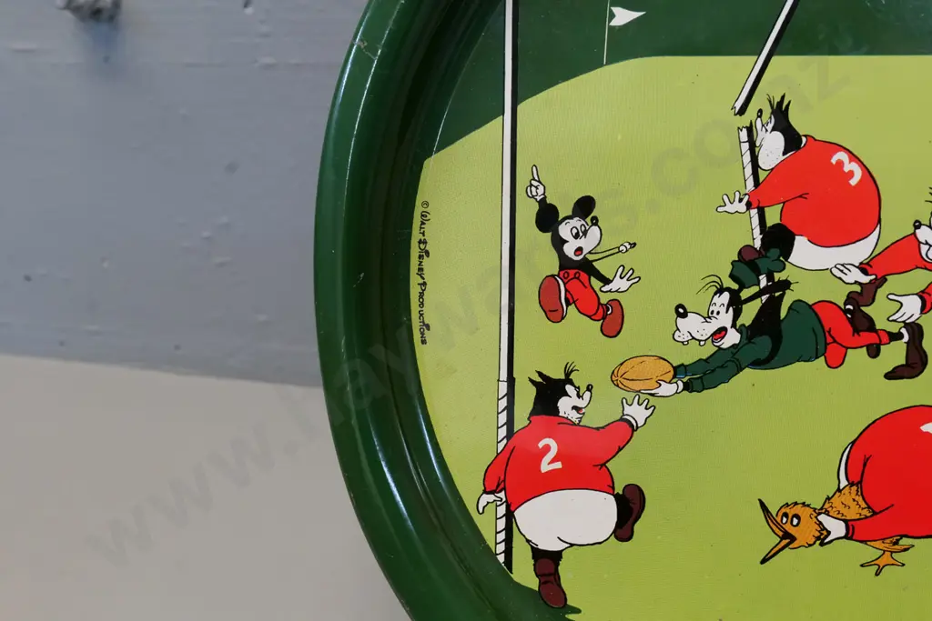 2 metal 1966 Lions VS All Blacks souvenir trays - made by Walt Disney, one faded & scratched - each D-300 Image 1++