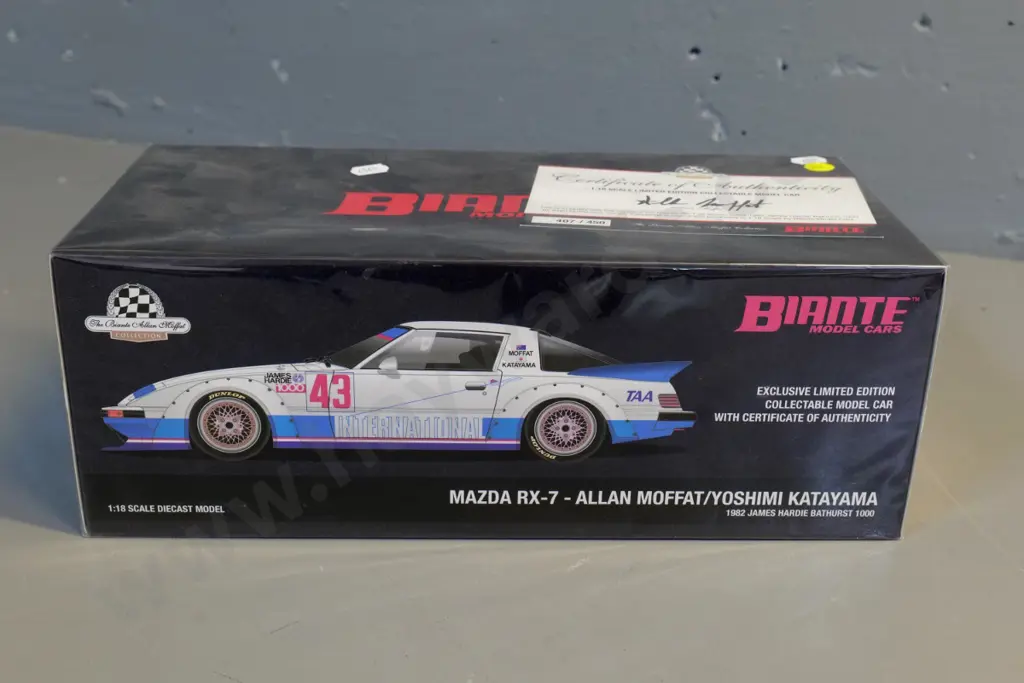 boxed & sealed limited edition of 450 Biante 1:18 scale die-cast Mazda RX-7 Bathurst Image 1++