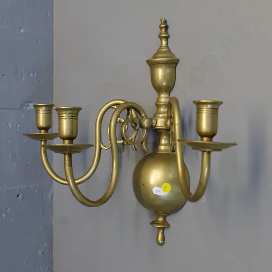 brass 3-candle wall sconce H360 W360