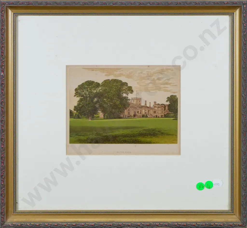 2x framed engravings - Hutton Hall, Elton Hall Each H-150 W-185 Image 1++