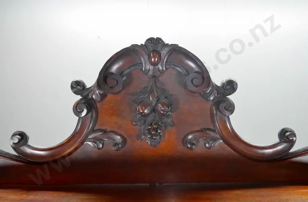Victorian walnut sideboard w/ timber drop handles, shelf top, lifting veneer, splits to sides H2000 W1280 D520 Image 1++