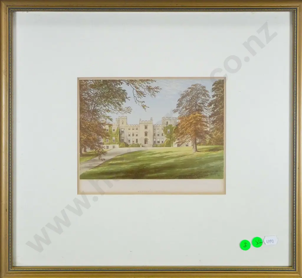 2x framed engravings - Mulgrave Castle, Merevale Hall Each H-150 W-185 Image 1++