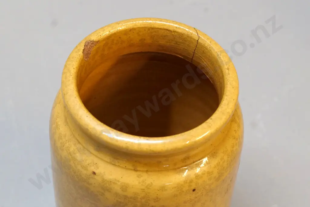 Ceramic jam jar, unmarked Milton Pottery, condition average, chips to base and top, and hairline Image 1++