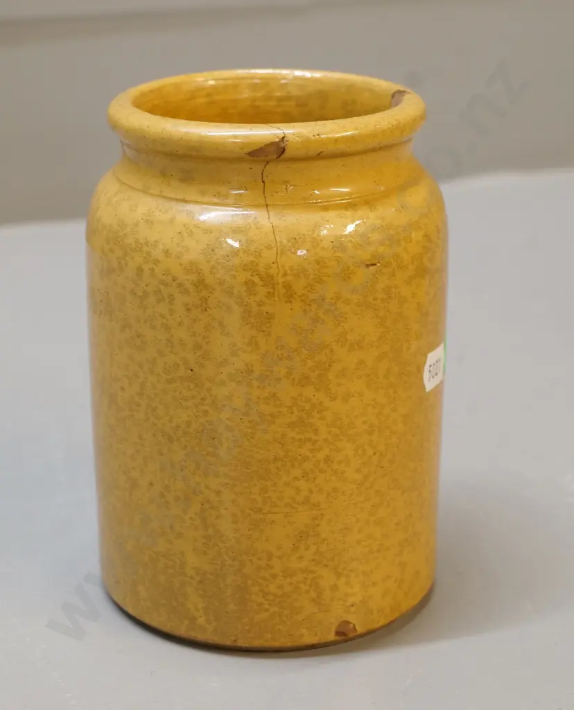 Ceramic jam jar, unmarked Milton Pottery, condition average, chips to base and top, and hairline Image 1++