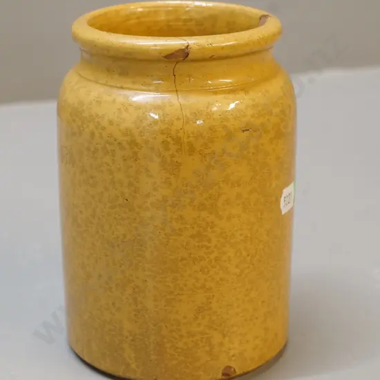 Ceramic jam jar, unmarked Milton Pottery, condition average, chips to base and top, and hairline