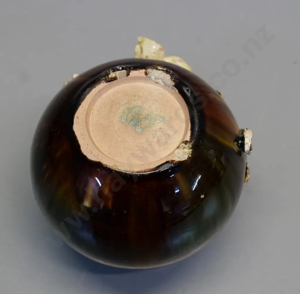 (Milton potteries?) majolica bud vase with applique flowers AF - damage to flowers H-100 Image 1++