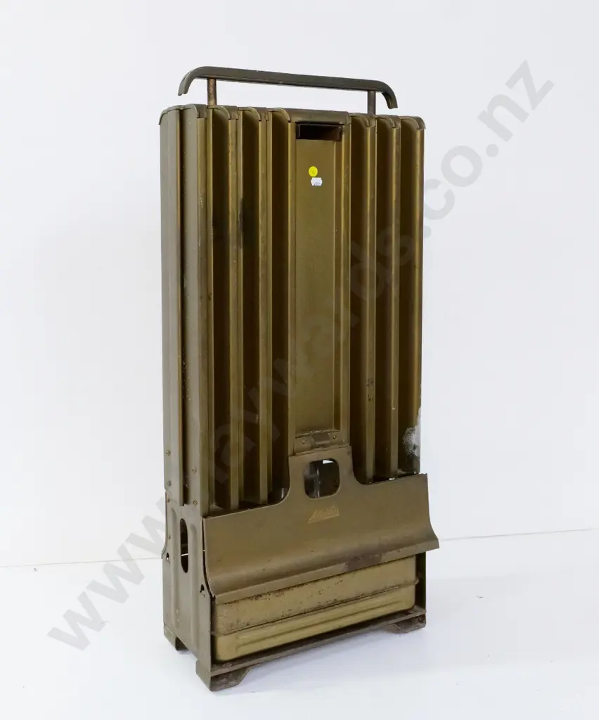 retro Aladdin heater - brass finish metal, with liquid fuel burner at base H-810 W-360 D-180 Image 1++