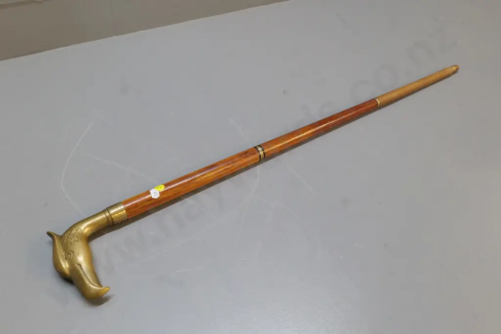 walking stick with brass eagle head handle & brass banding L890 Image 1++