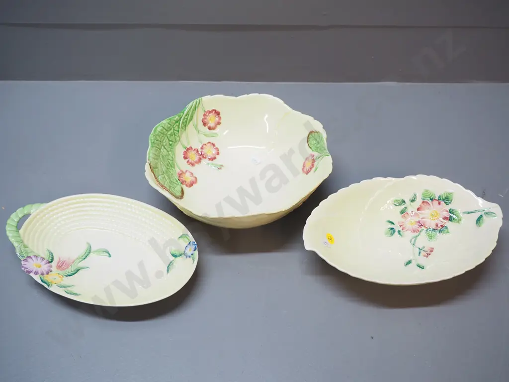 3 pieces of Carlton ware - primula salad bowl D-240, wild rose dish, and a fruit basket Image 1++