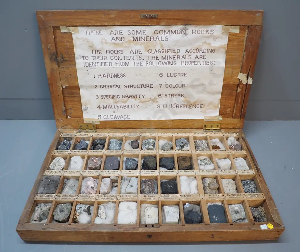 vintage large wood-cased collection of mineral samples from Canada - all labelled. Case H80 W680 D400 Image 1++