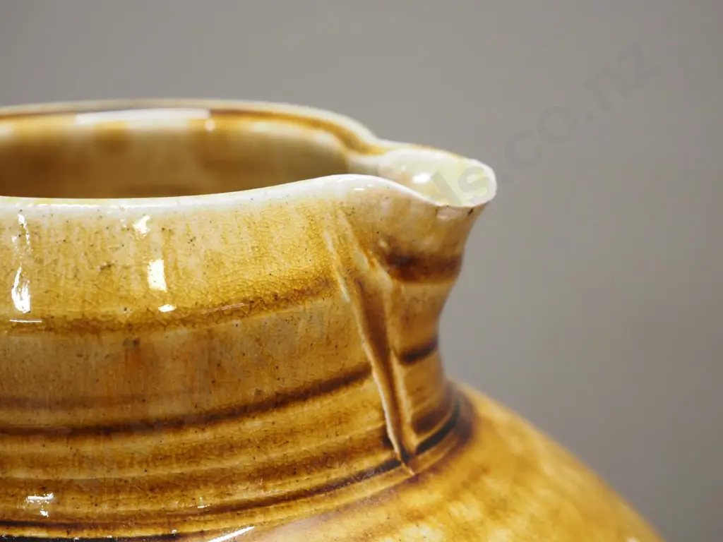 large Peter Gibbs studio pottery handled jug vase - small chip under spout H-410 Image 1++