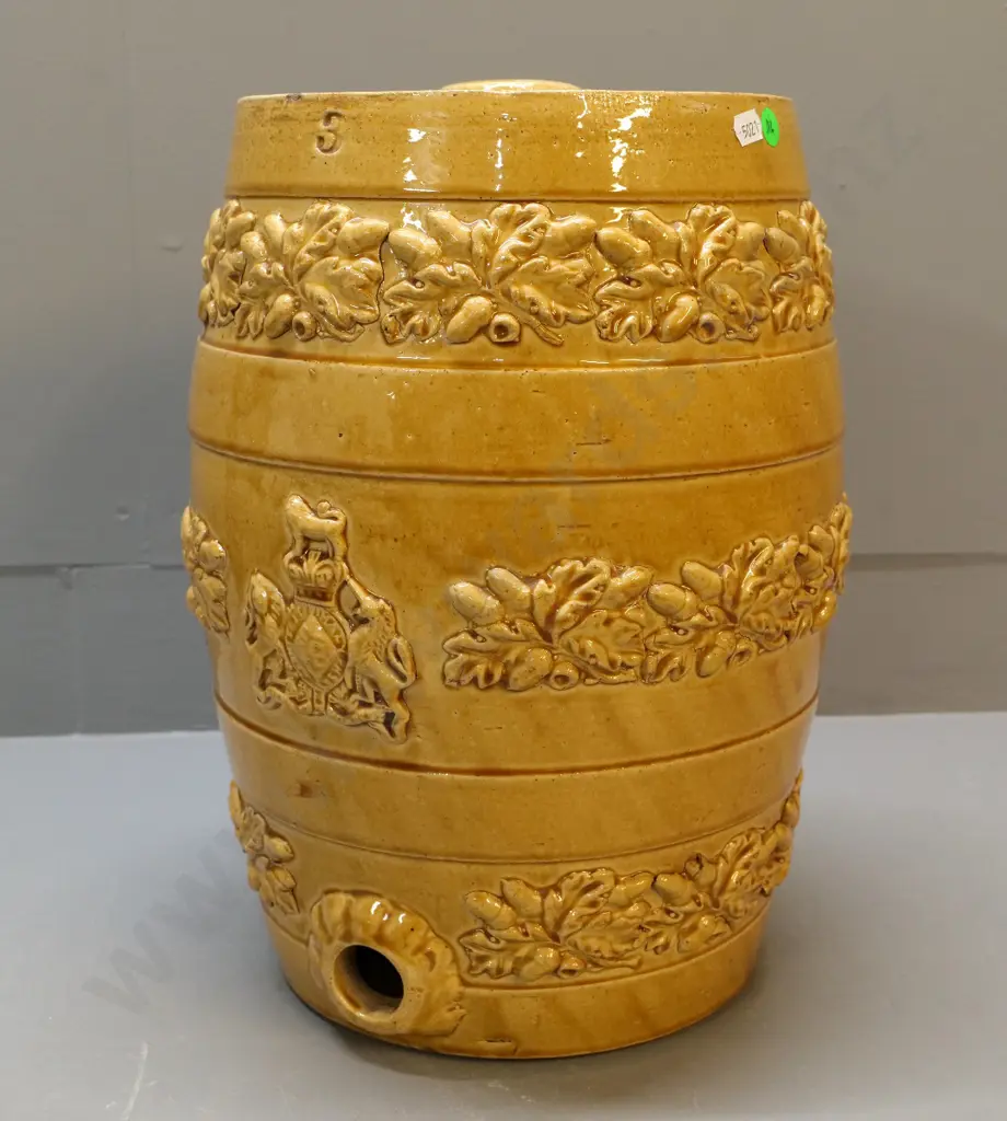 Stone crock brandy barrel, three gallon, maker Price Bristol, condition good, chip to back top, Image 1++