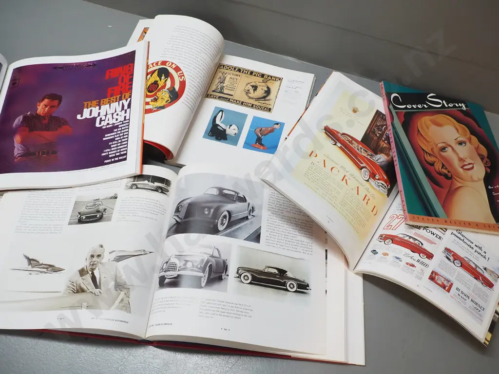 5 books on American retro and vintage design: Automobile advertising, pop culture, country music albums, magazine covers Image 1++