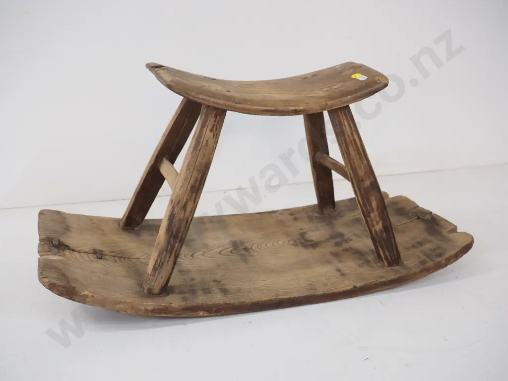 (reproduction or restored?) asian rice planting stool H-310 L-630 W-280 Image 1++