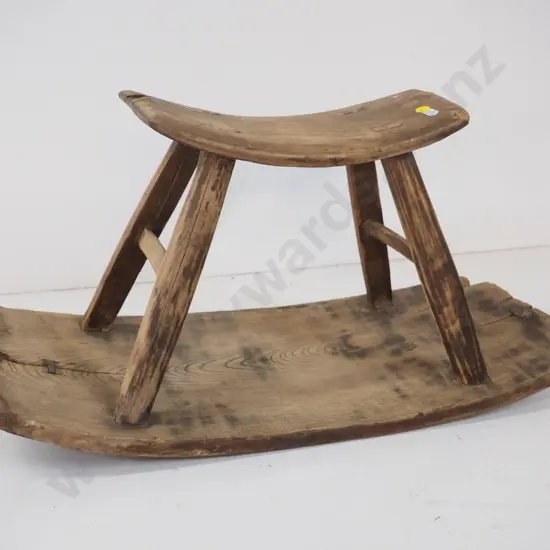 (reproduction or restored?) asian rice planting stool H-310 L-630 W-280