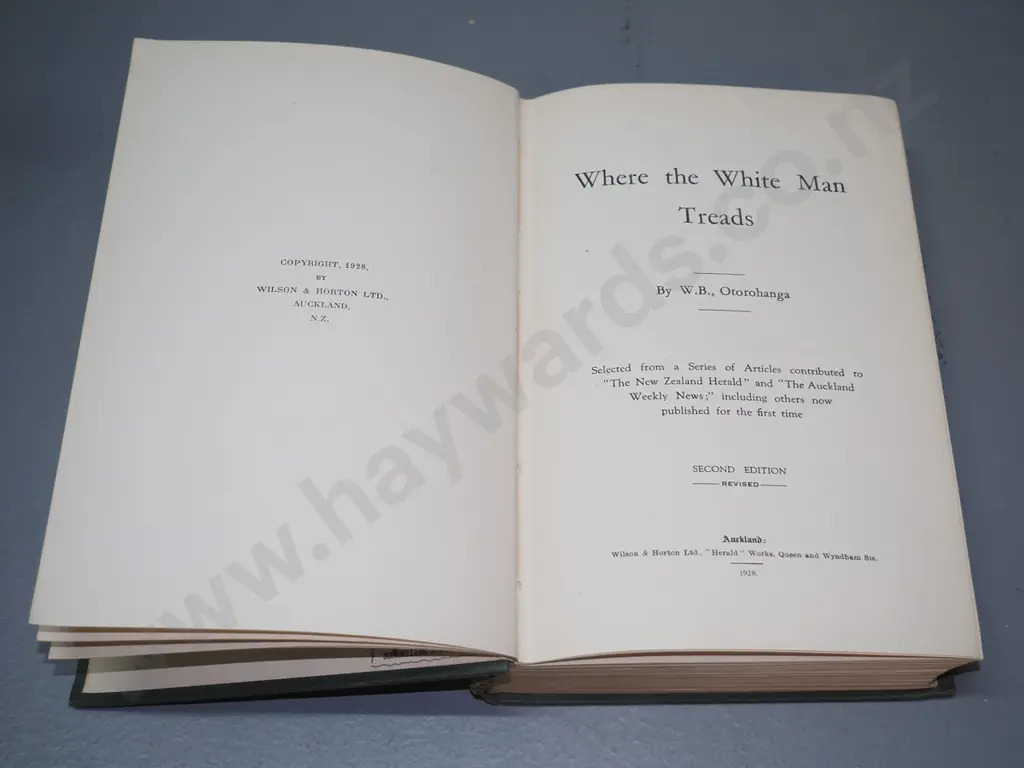 Where the White Man Treads - by W.B. - Otorohanga, 2nd edition, 1928 - minor foxing & wear Image 1++