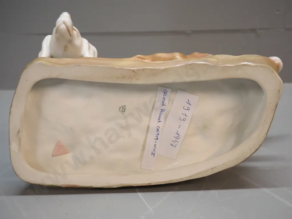 vintage Royal Dux figure -boy with dog, would have been holding something in hand - H340 L270 Image 1++