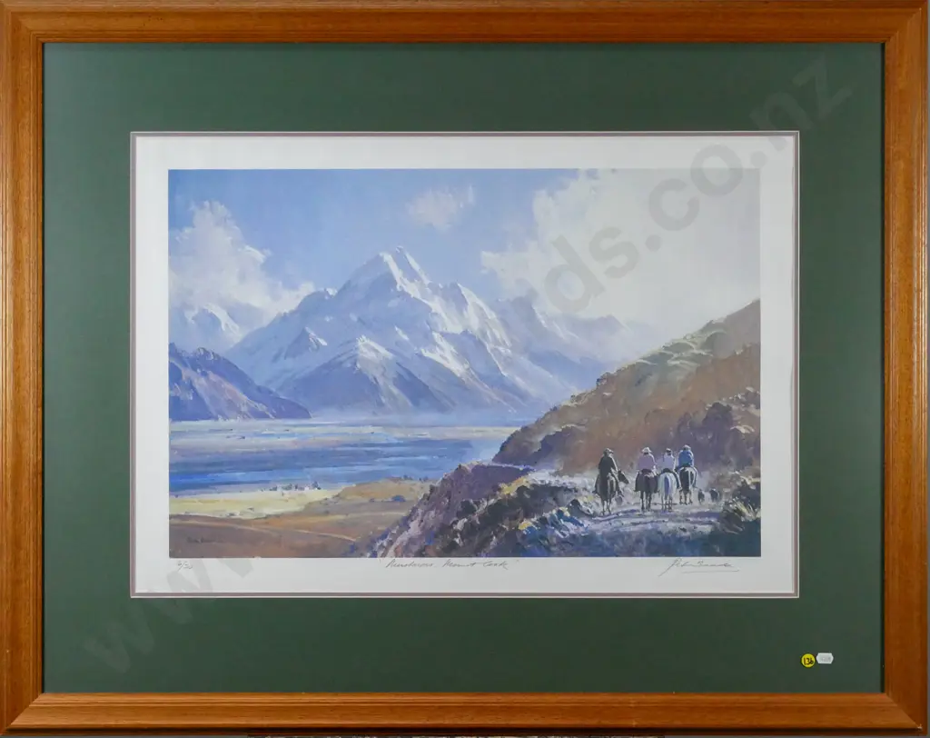 framed and signed Peter Beadle ltd edition digital print 16/20 "Musterers, Mount Cook" H-420 W-630 Image 1++