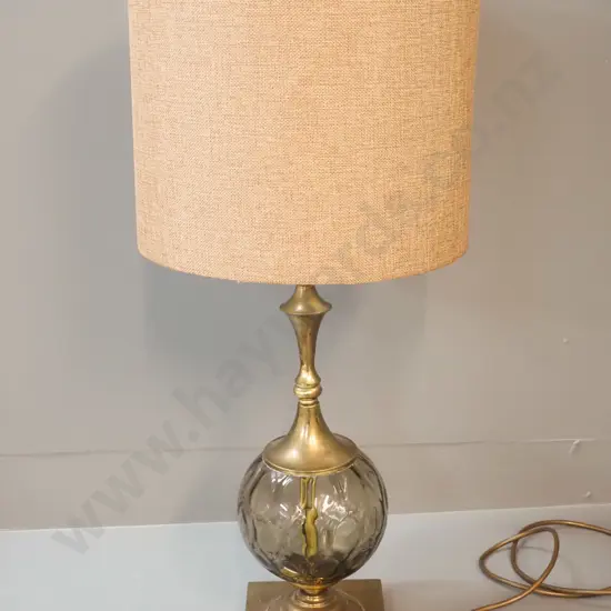 brass and smoked glass table lamp - H670 including shade