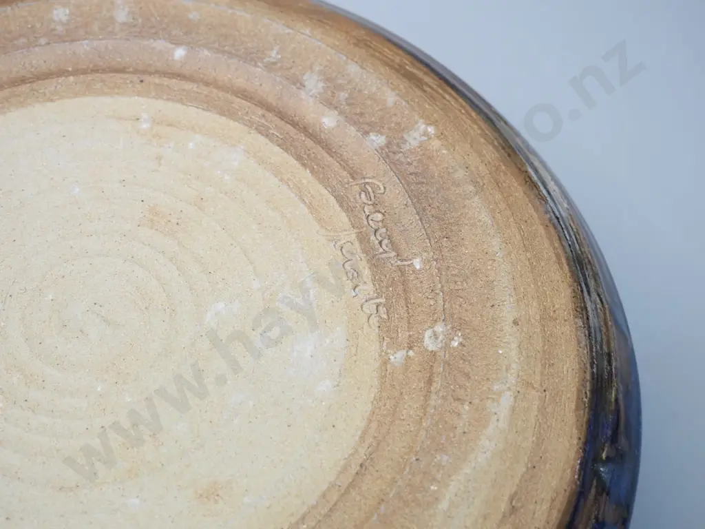 studio pottery dish with Dunedin mark, first name Beryl, D-270 - and small German pottery jardiniere Image 1++