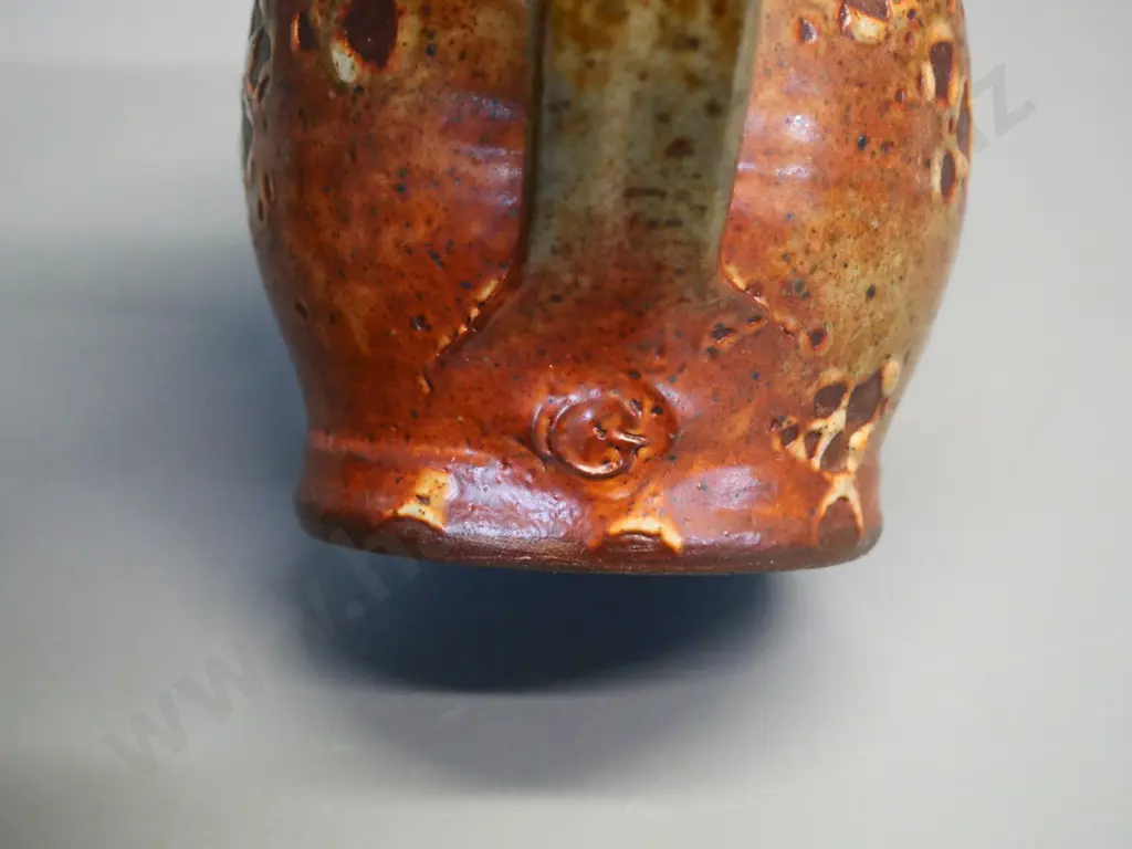 3 studio pottery items, all with maker's marks - teapot H-170 W-240, jug and small bowl Image 1++