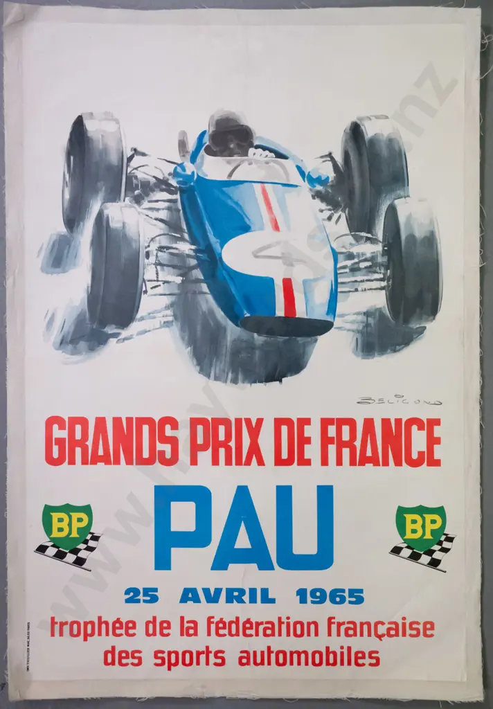 vintage French Grands Prix poster - 25 Avril 1965 (mounted on linen)  H-590 W-390 Image 1++