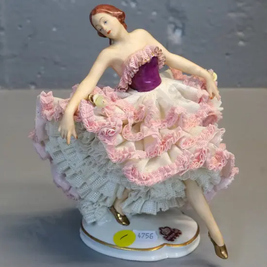 Dresden china "Melodie" figurine - some damage on back H-160