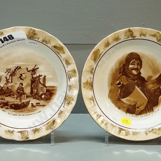 2 Bairnsfather WWI-era souvenir jam dishes - each D-140