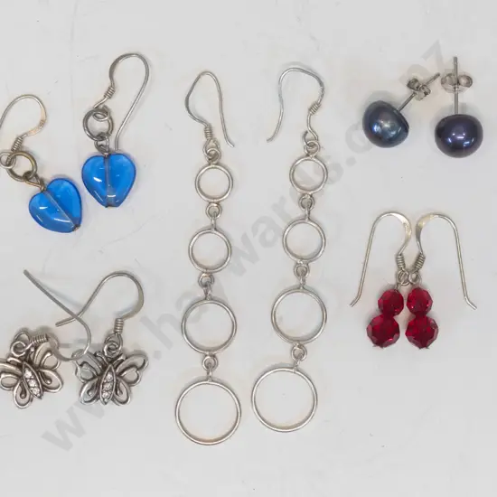 5 pairs asstd earrings all stamped 925