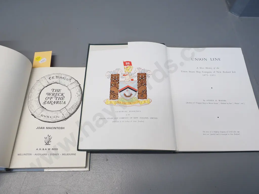 3 New Zealand books - Wreck of the Tararua, Union Steamship Line history, 1968-69 Otago Harbour Board register A-L only Image 1++