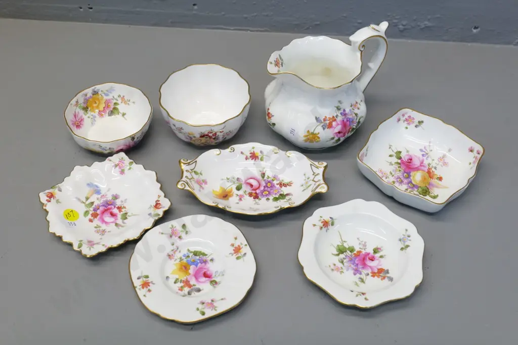 8 small Royal Crown Derby posies items including a cream & sugar Image 1++
