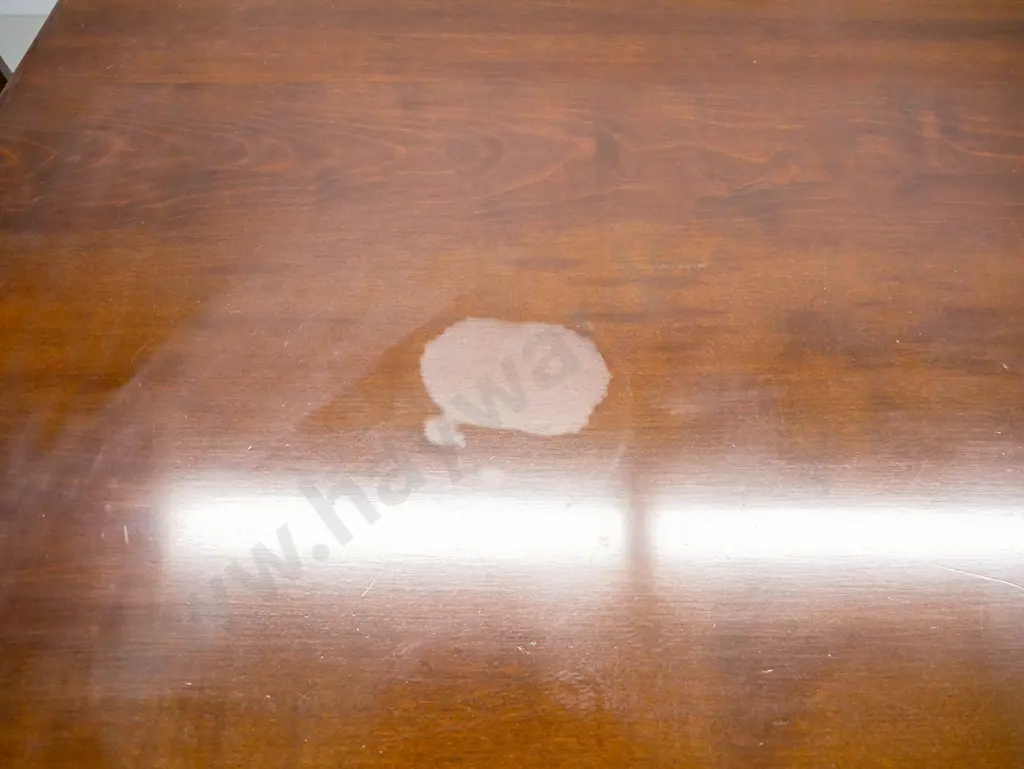 mahogany dining table w/6 fretted back chairs with striped regency damask seats - a few marks to top H760 L1370 W790 Image 1++